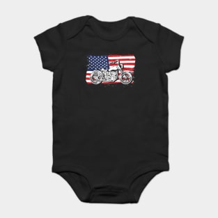 Bike American Biking Motorcycle USA Flag Biker Baby Bodysuit